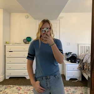 Black and blue baseball tee